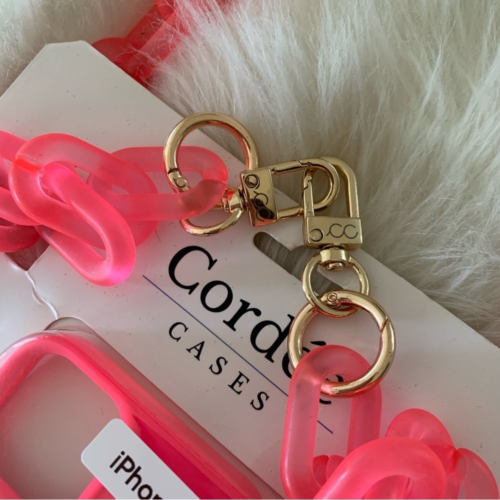 Pink Crossbody iPhone 14 Phone Case Chain link Strap - Picture 4 of 14